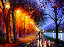 Landscape leonid afremov oil painting street light Custom Gaming Mat Desk picture