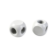 G1/4 3-Way Female Tee Fitting 2 Pack White Spherical for PC Water Cooling picture
