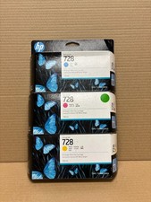 3 Genuine HP 728 T730, T830 Cyan Mag & Yellow Ink F9J67A, F9J66A, F9J65A / 2026 picture