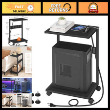 2-Tier Under Desk Computer Tower Stand with Charging Station & Lockable Wheels picture