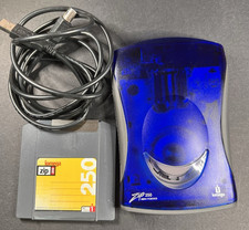 Iomega Zip 250 USB External Drive Blue w/ USB Cable & 250MB Zip Disk, Tested picture