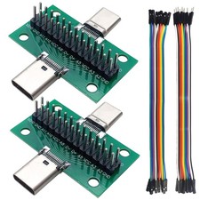 minidodoca 2 Pcs USB 3.1 Type-C Male to 2pcs Female with Pin, Green  picture