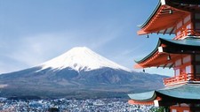 Landscape mount fuji volcano city stratovolcano japan Custom Gaming Mat Desk picture