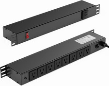 8 Outlet Horizontal 1U Rack Mount PDU Power Strip with Surge Protector - 110V/15 picture