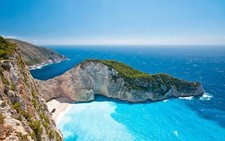 Landscape beach greece nature rocks coast sea sky Custom Gaming Mat Desk picture