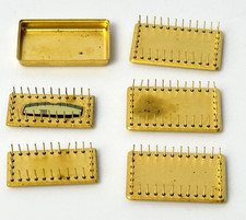 Vtg Gold Plate Hermetic Elec Mem Blocks 34/28 Pin Ceramic Hybrid Modules w/Cover picture
