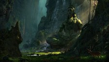 Landscape mountains deer earth lake waterfall nature Custom Gaming Mat Desk picture