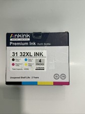 New Ankink 31/32XL Ink 4 Packs Refill Bottle Cyan, Black, Magenta, Yellow  picture