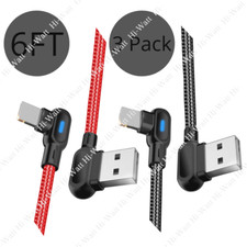 1/3Pack 6Ft 90 Degree USB Data Cable For iPhone 7 8 XR 11 Charger Charging Cord picture