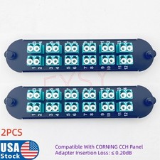 2Pcs Fiber Optical Panel 12 LC Duplex OM3 Adapter Compatible CORNING CCH-CP24-E4 picture