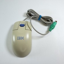 Vintage IBM Mouse MO09K PS/2 ScrollPoint II Ball Retro PC Tan picture