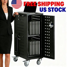 16 Laptop Charging Cart with Lock, Charging Station Cart for 15.6