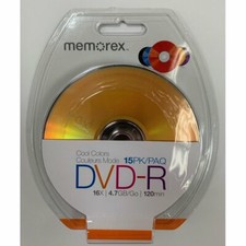 Case of 4 X 15 Pack (60 PCS) Memorex Cool Colors DVD-R 16X 4.7GB/Go 120Min picture