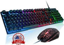 Jugeo De Teclado Y Mouse Gamer Mecanico Para Gaming Multicolor LED Raton Combo picture