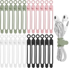24Pcs Silicone Cable Ties, Cord Organizer Cable Management-Multi | Reusable Cord picture