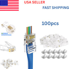 100pcs CAT6 CAT5 RJ45 Pass Through Modular Plug Network Cable Connector End 8P8C picture