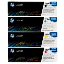 HP 125A Toner Cartridge Set 4-Pack Black Cyan Magenta Yellow New Sealed Box picture