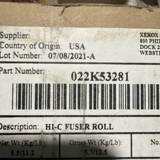 Xerox 6100,6115,6135,6155,6180 Hi-c Fuser Roll 022k53281 picture