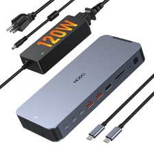 Laptop Docking Station with 120W Power Adapter,Docking 18-in-1, Gray picture