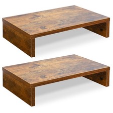 TEAMIX Monitor Riser - 2 Pack, Rustic Brown Wood Adjustable 2 Packs, picture