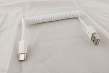 1x USB 3.1 Type C Male to 2.0 A Male Coiled Data Sync Cable Adapter White 3FT picture