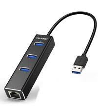 TECKNET Aluminum 3-Port USB 3.0 Hub with RJ45 10/100/1000 Gigabit Ethernet picture