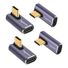 90 Degree Right Angle USB C Adapter (4 Pack), USB Type-C Male to Female Extender picture