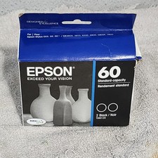 Epson T0601 60 Black Ink Cartridge 2 Pak Genuine New Sealed Box 2019 picture