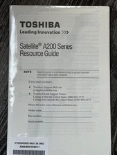 New Sealed Toshiba Satellite A200 Series Resource Guide picture