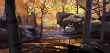 Landscape aze k art forest fall Custom Gaming Mat Desk picture