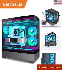 Elegant Black Mid-Tower PC Case with 6 ARGB Fans and Tempered Glass Side Panel picture
