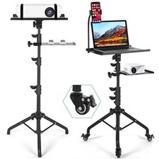 Tossbiss Laptop Tripod on Wheels with 2 Shelves, Portable Projector black   picture