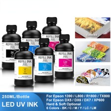 6×250ML LED UV Ink For DX4 DX5 DX6 DX7 DX10 TX800 XP600 Printhead picture