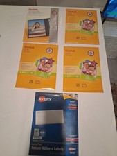 Lot of 4 Kodak Photo Paper 8.5x11 Glossy 25ct & 1 Avery 18167 Return Labels... picture