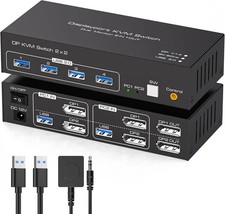 DisplayPort KVM Switch for 2 Monitors 2 Computers, 8K@60Hz/4K@120Hz DP 1.4 USB  picture