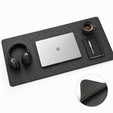 Premium Reversible Felt Desk Mat Computer Keyboard Mouse Black Gray 40x16 Inch picture