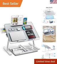 Multi-Purpose Adjustable Lap Desk with Drawer & Tablet Slot - Light Grey picture