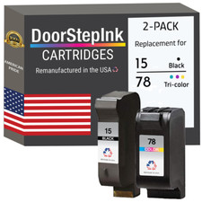 DoorStepInk Compatible Ink Cartridge For 15 Black and HP 78 Color 2pack-USA picture
