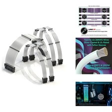 LINKUP ATX 24-Pin PSU Extension Cable 30cm, Silver 200 picture