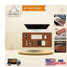 Elegant Brown Faux Leather Desk Mat 31.5