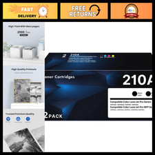 High-Yield Black Toner Cartridges 2 Pack for HP Laser Printers 210A Compatible picture