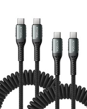 USB C to C Cable Coiled 3FT 2Pack, Braided Type C - Black picture