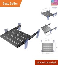 1U Sliding Rack Shelf, 4-Post Vented Rack Mount Shelf 14-17“ Deep with Adjust... picture