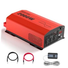 2000 Watt Pure Sine Wave Power Inverter 12V DC to 110V/120V AC Red Black picture