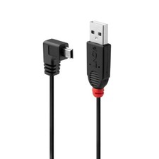 LINDY 31972 2m USB 2.0 Cable, Type A to Mini-B, 90 Degree Right Angle Single picture