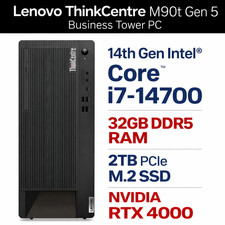 NEW Lenovo ThinkCentre M90T G5 Tower PC Core i7 32GB DDR5 2TB SSD Nvidia RTX4000 picture