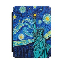 Statue of Liberty Starry Night Kindle Case | Van Gogh Style Tablet Cover picture