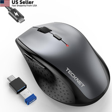 TECKNET Rechargeable Mouse with Jiggler, Plug & Play, 2.4G Full Size, Grey picture