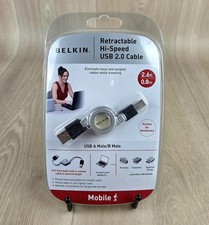 Belkin Retractable Hi-Speed USB 2.0 Cable 2.6ft Printers Scanners A to B Male picture