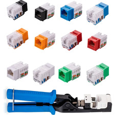 Cat6a Keystone Jack Lan Network 45 Degree RJ45 Tool Punch down Set lot picture